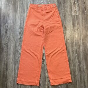 Pilcro And The Letterpress Cropped Wide-Leg Pants Women Size 27 Orange High-Rise